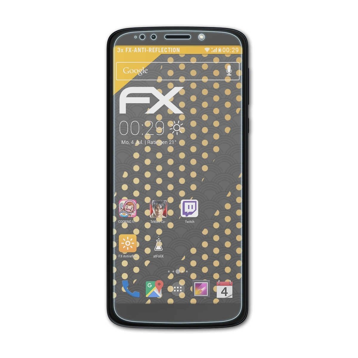 Displayschutz(für ATFOLIX Moto Play) Lenovo 3x Motorola FX-Antireflex G6