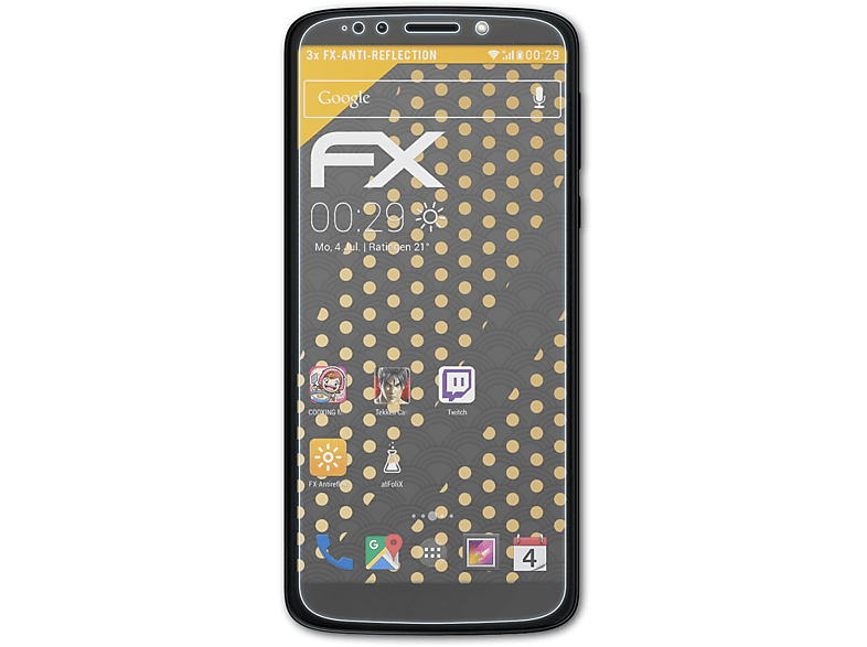 ATFOLIX 3x FX-Antireflex Displayschutz(für Lenovo Moto Motorola Play) G6
