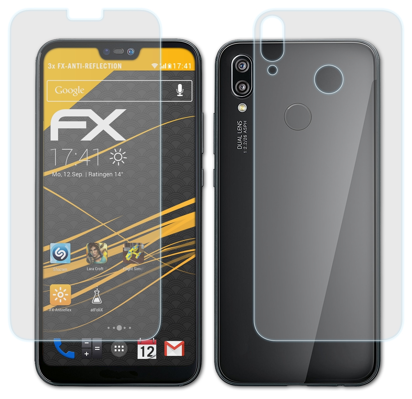 ATFOLIX 3x FX-Antireflex Displayschutz(für Huawei P20 Lite)