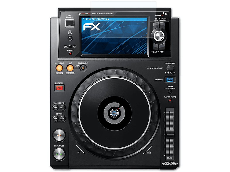 XDJ-1000MK2) FX-Clear Pioneer 3x Displayschutz(für ATFOLIX