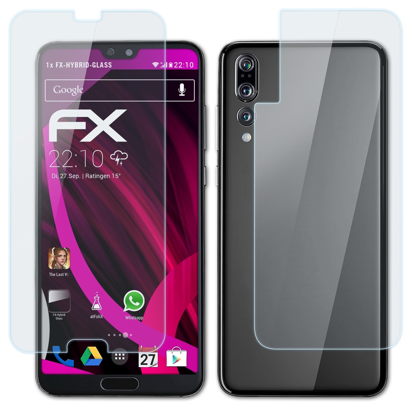 ATFOLIX FX-Hybrid-Glass P20 Pro) Schutzglas(für Huawei