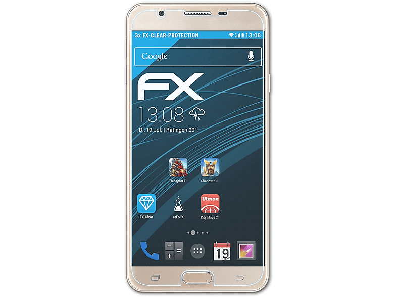 Prime Displayschutz(für ATFOLIX J7 FX-Clear 3x 2) Galaxy Samsung