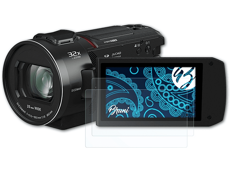 BRUNI 2x Basics-Clear Schutzfolie(für Panasonic HC-VXF11) | Kamera Schutzfolie