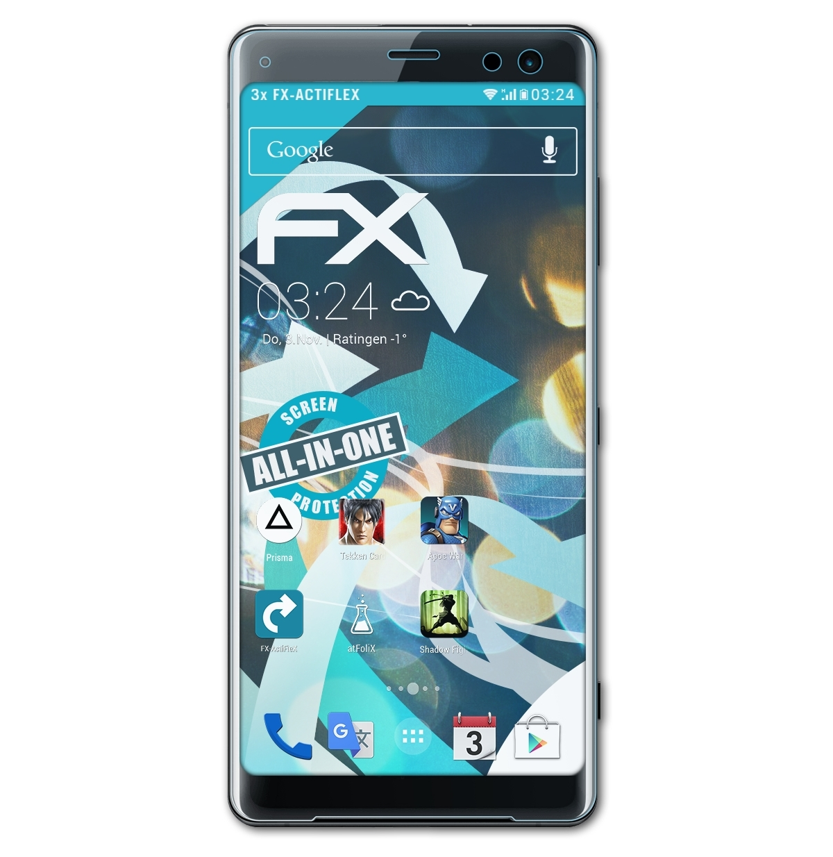 Displayschutz(für XZ3) 3x FX-ActiFleX Xperia ATFOLIX Sony