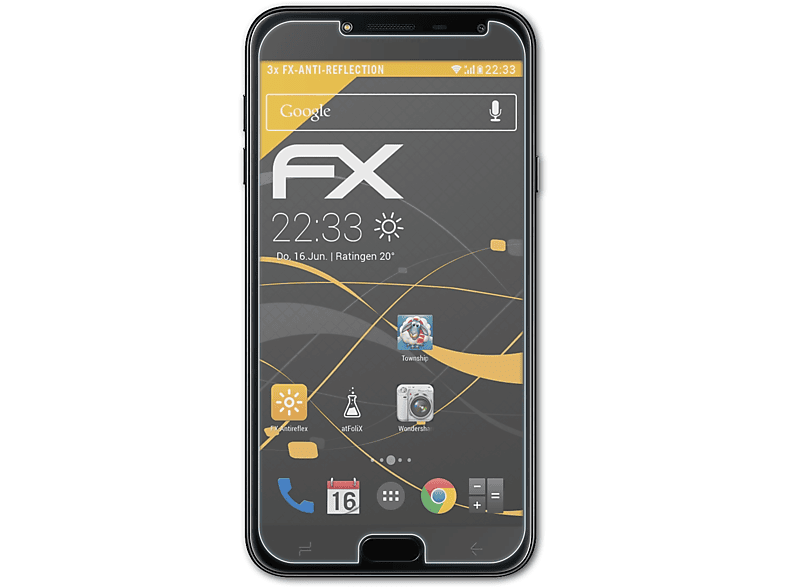 3x ATFOLIX FX-Antireflex (2018)) Displayschutz(für Samsung J4 Galaxy