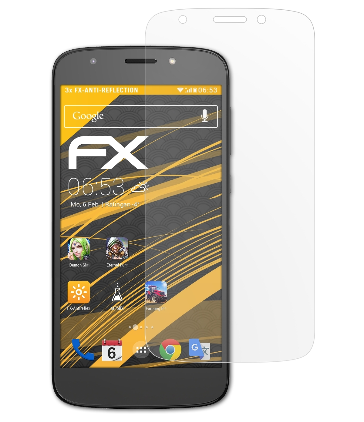 FX-Antireflex 3x Displayschutz(für E5 ATFOLIX Moto Lenovo Motorola Play)