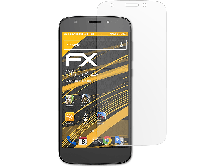 ATFOLIX 3x Moto Lenovo Motorola Play) FX-Antireflex Displayschutz(für E5