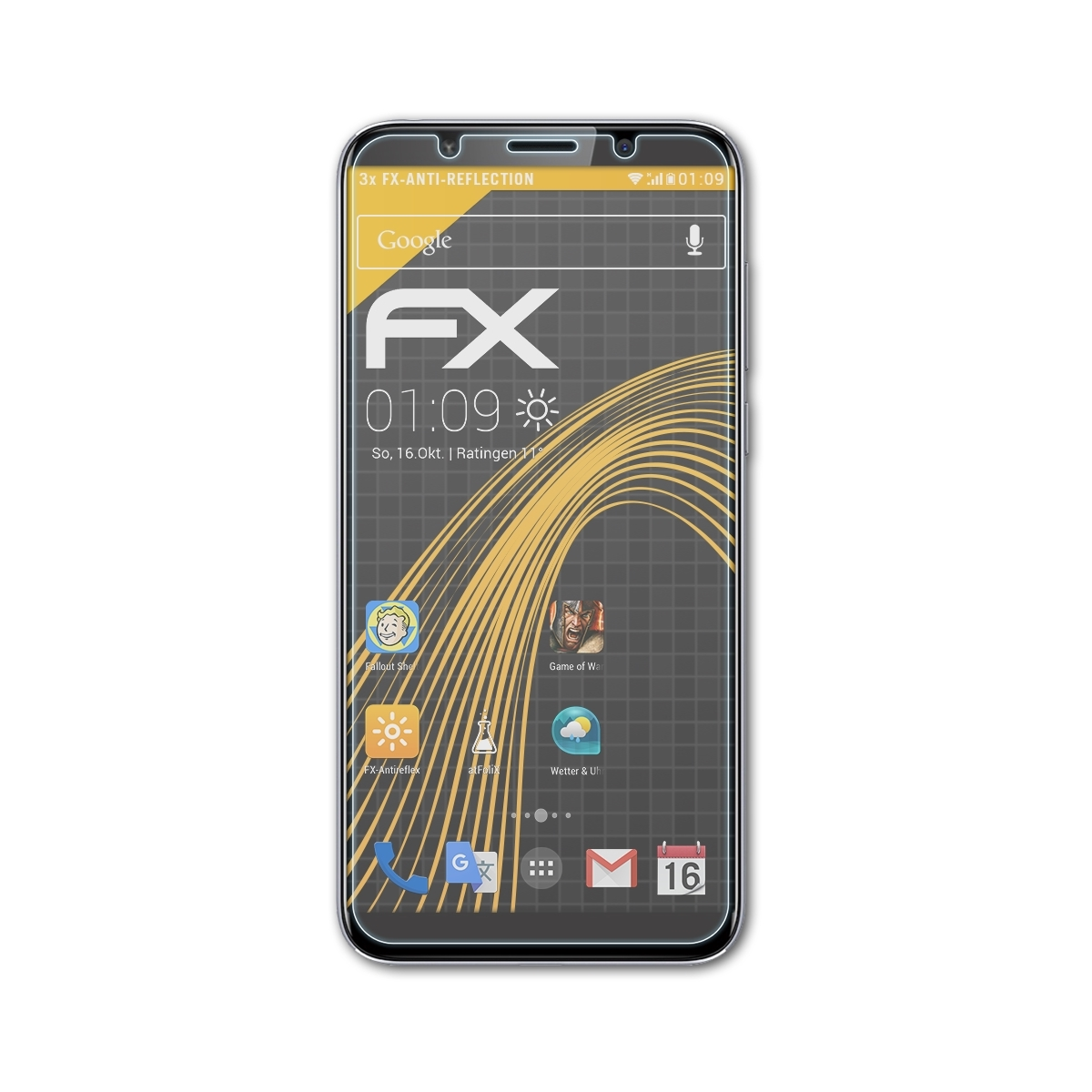 ATFOLIX 3x FX-Antireflex C9A) Displayschutz(für TP-Link Neffos