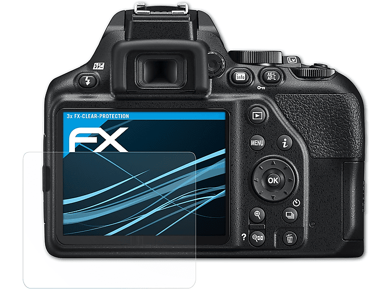 D3500) ATFOLIX FX-Clear Nikon 3x Displayschutz(für