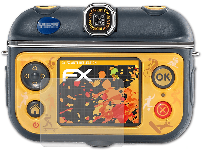 ATFOLIX 3x FX-Antireflex Displayschutz(für VTech Kidizoom Action Cam 180)