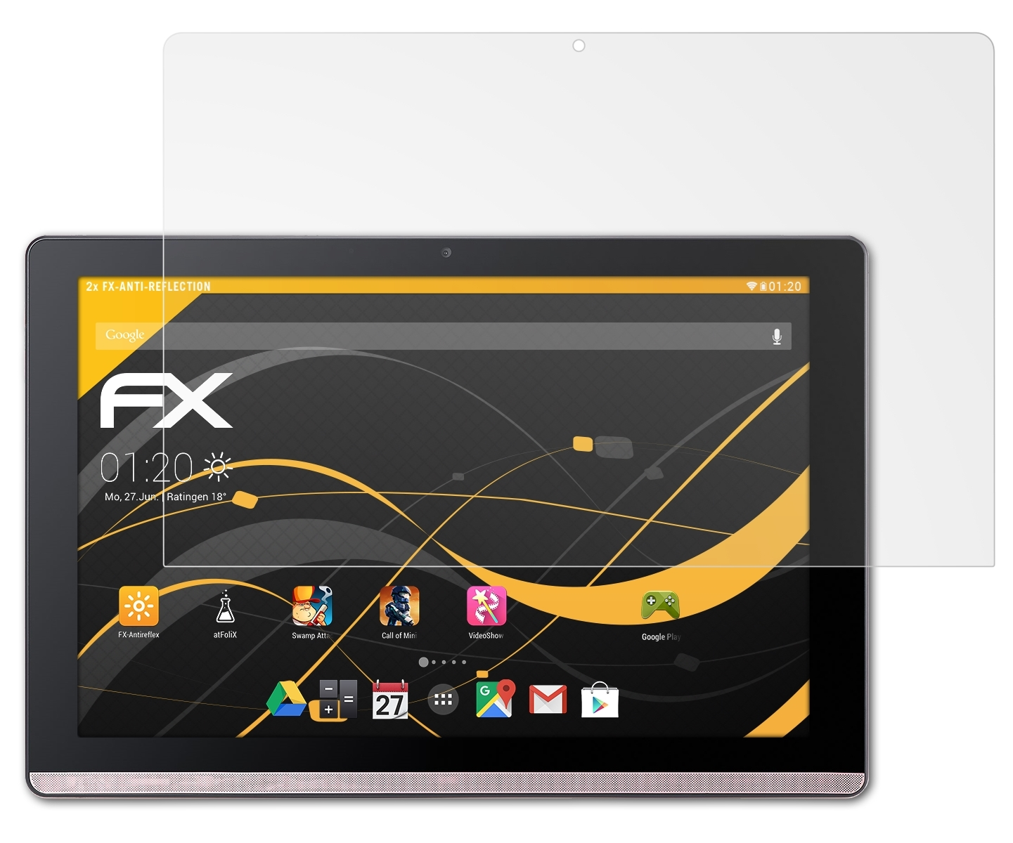 10 ATFOLIX Iconia One Acer FX-Antireflex (B3-A50)) Displayschutz(für 2x