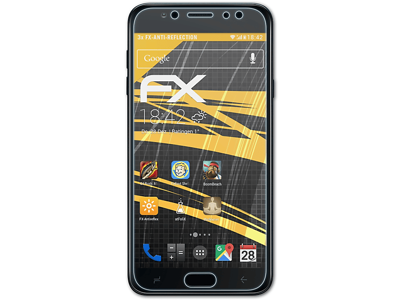 ATFOLIX 3x (2018)) Galaxy Samsung J7 FX-Antireflex Displayschutz(für
