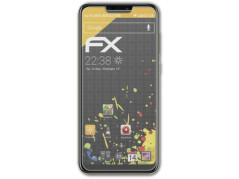 ATFOLIX 3x FX-Antireflex Displayschutz(für Huawei Honor 8C)