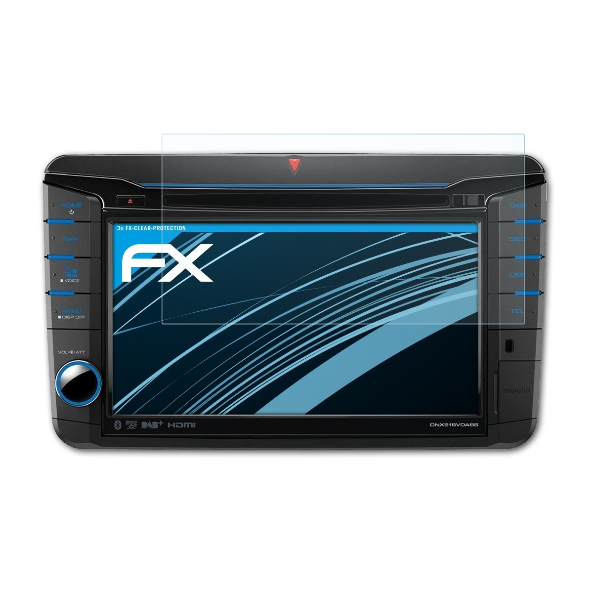 ATFOLIX 3x FX-Clear Displayschutz(für Kenwood DNX518VDABS)