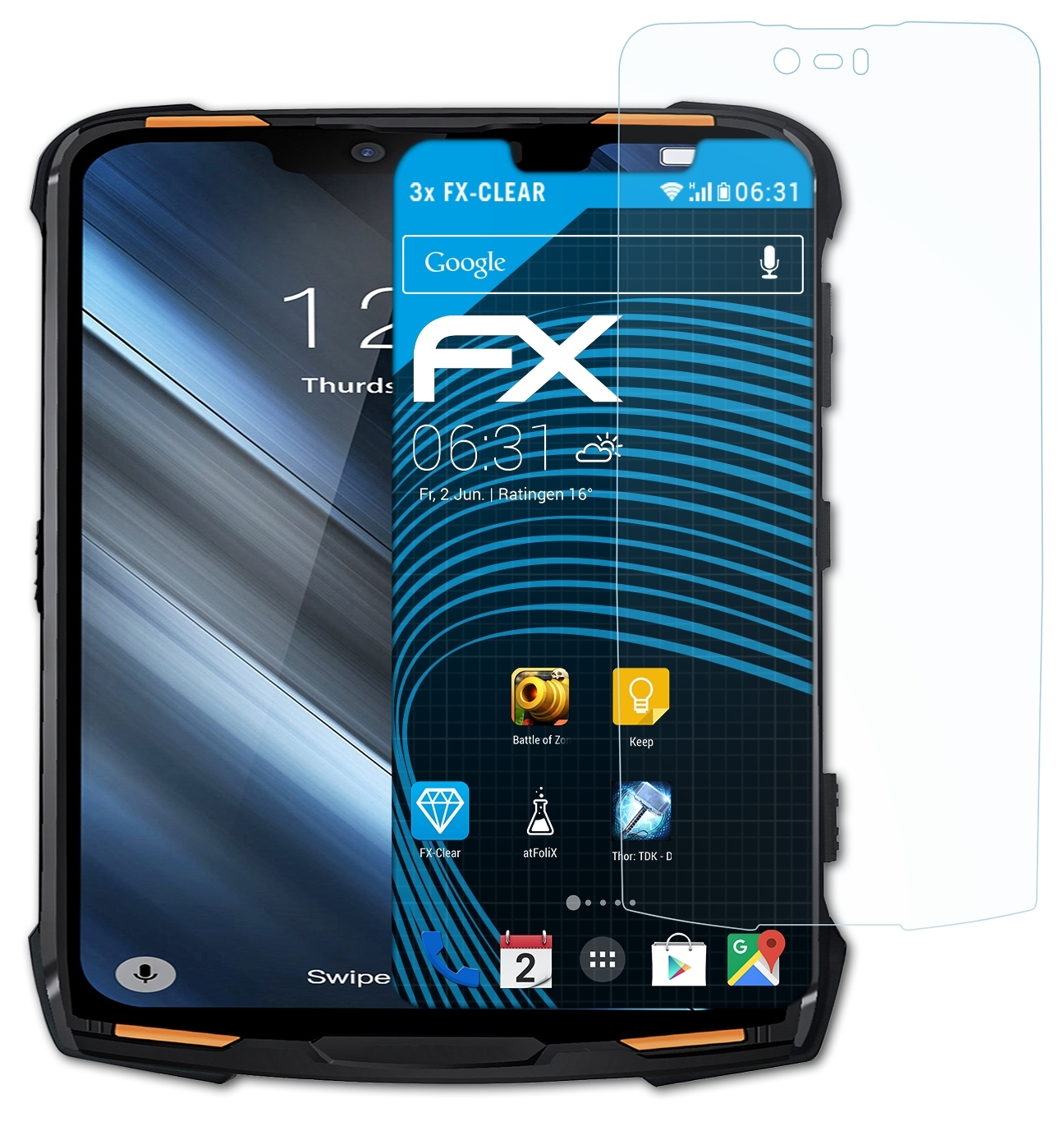 ATFOLIX 3x Displayschutz(für Doogee FX-Clear S90)
