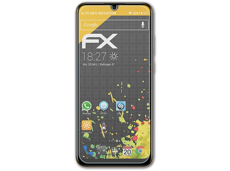 FX-Antireflex Y6 ATFOLIX Displayschutz(für Prime 2019) 3x Huawei