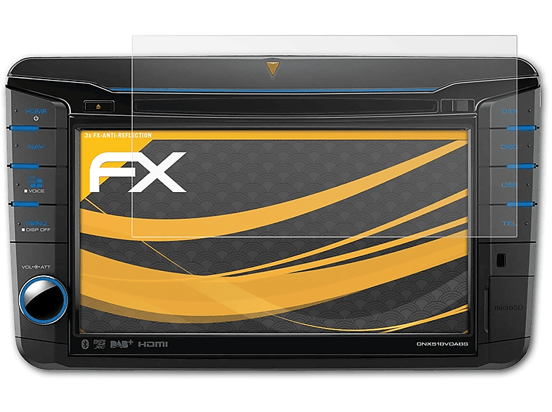 ATFOLIX 3x FX-Antireflex Displayschutz(für Kenwood DNX518VDABS)
