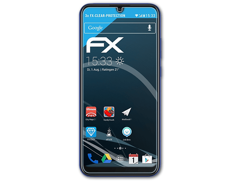 3x ATFOLIX Displayschutz(für Huawei FX-Clear 8A) Honor