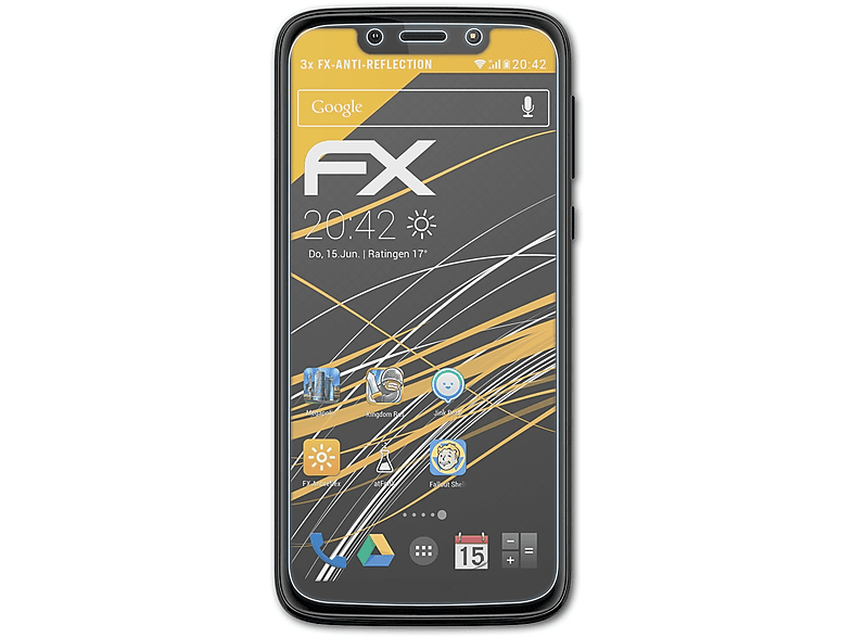 ATFOLIX 3x FX-Antireflex Motorola Displayschutz(für Moto G7 Lenovo Play)