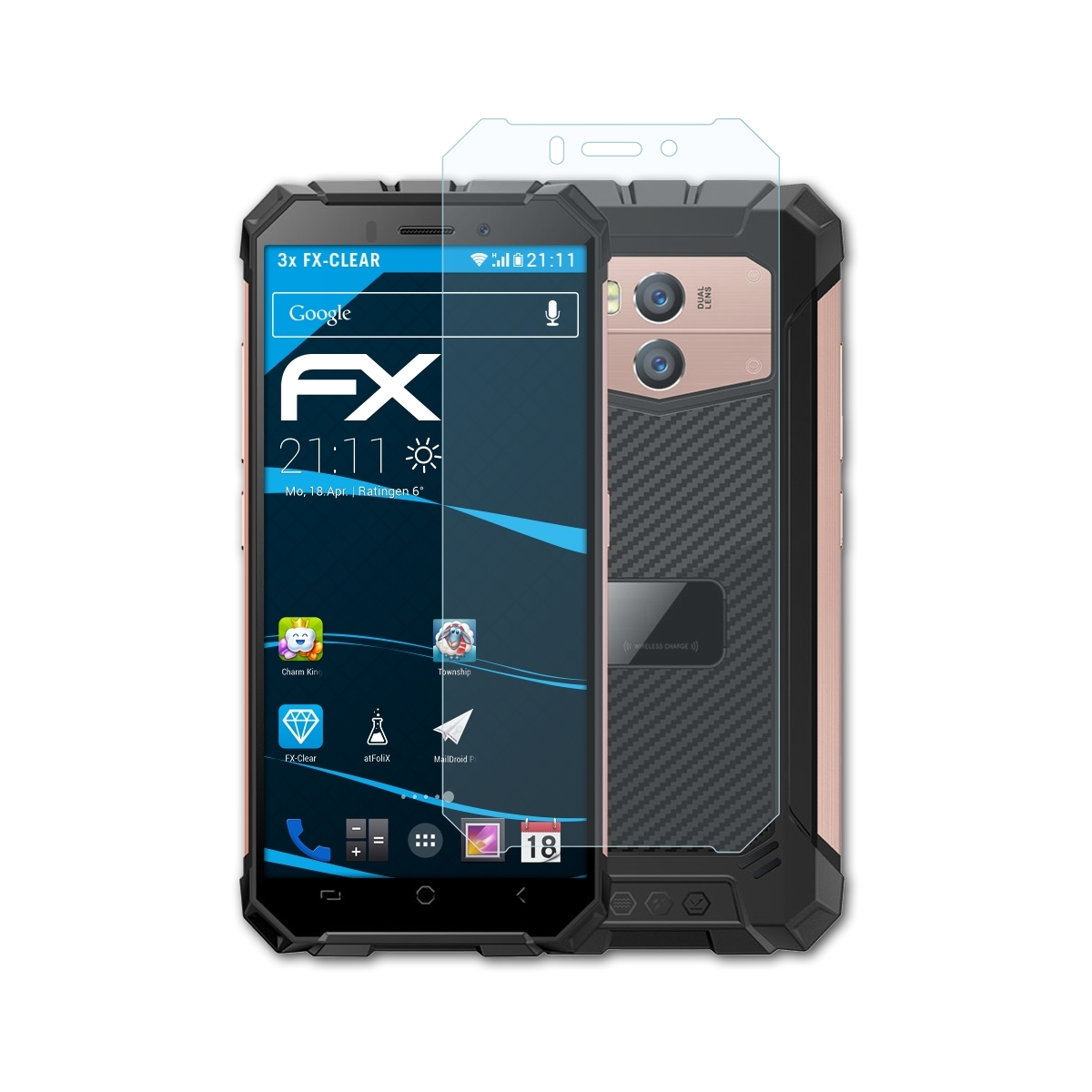Ulefone X2) Displayschutz(für Armor 3x ATFOLIX FX-Clear