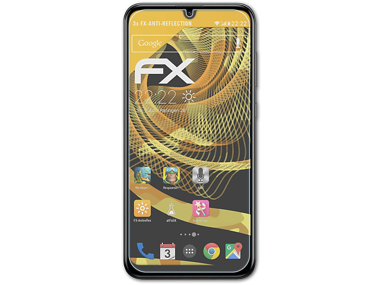 ATFOLIX 3x FX-Antireflex Displayschutz(für Huawei Y7 2019) Prime