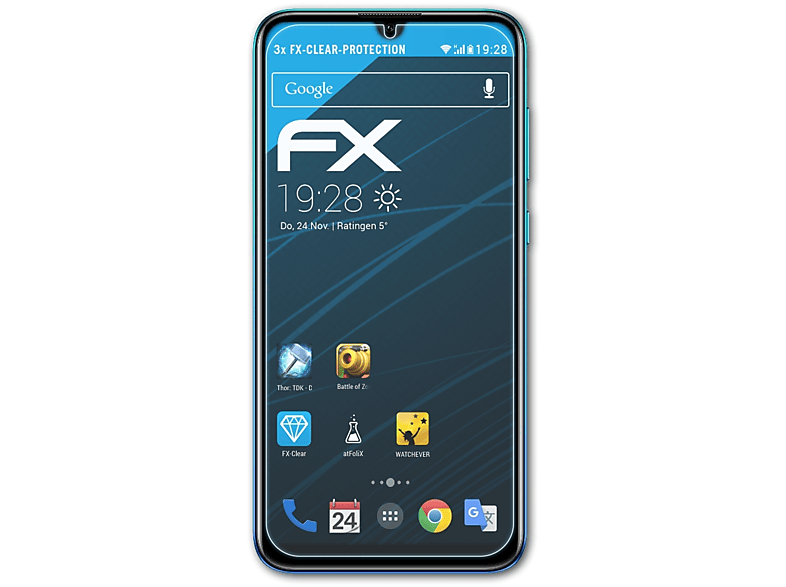 ATFOLIX 3x FX-Clear Displayschutz(für Huawei 9) Enjoy
