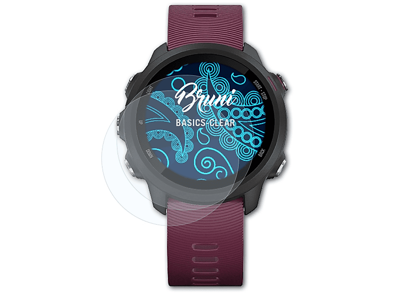 BRUNI 2x Basics-Clear Schutzfolie(für Garmin Forerunner 245) | Smartwatch Schutzfolien & Gläser