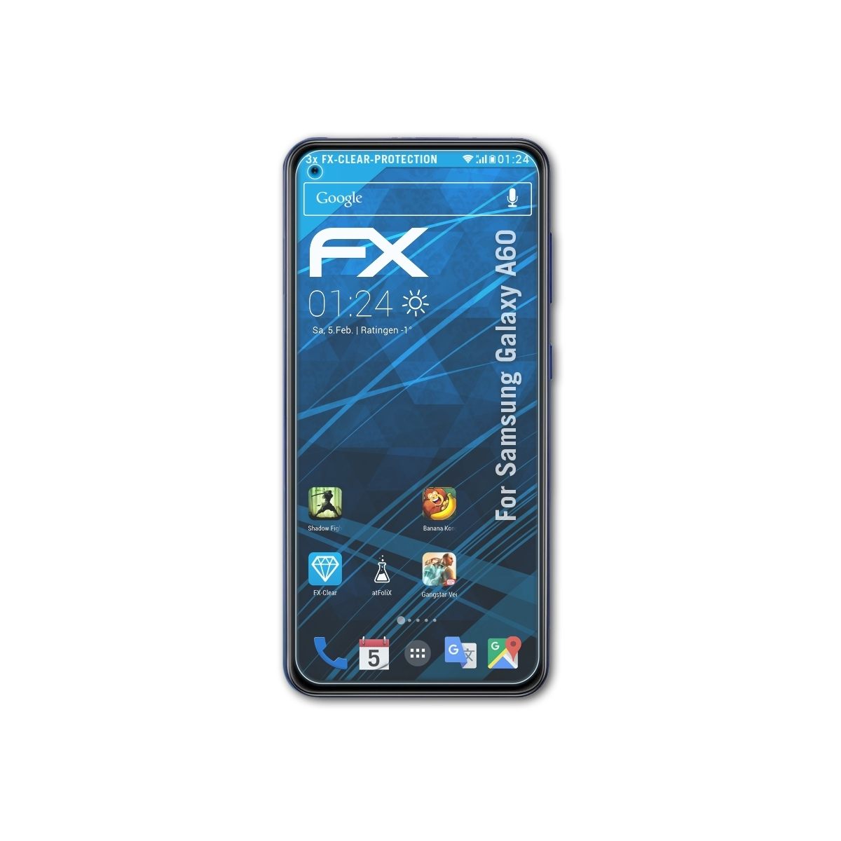ATFOLIX 3x FX-Clear Displayschutz(für Samsung Galaxy A60)