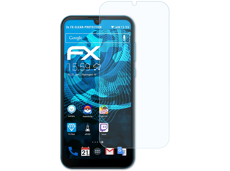ATFOLIX 3x FX-Clear Displayschutz(für Huawei Y5 Lite 2019)