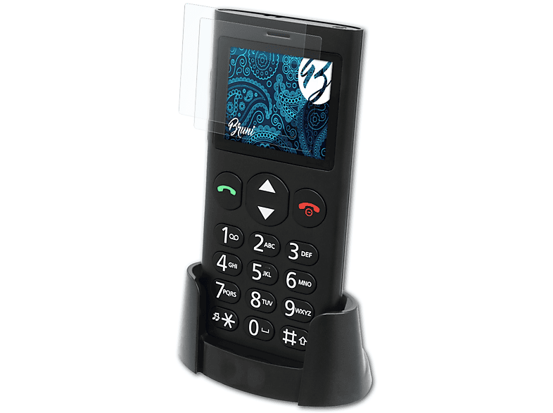 BRUNI 2x Ergophone tiptel Basics-Clear Schutzfolie(für 6260)