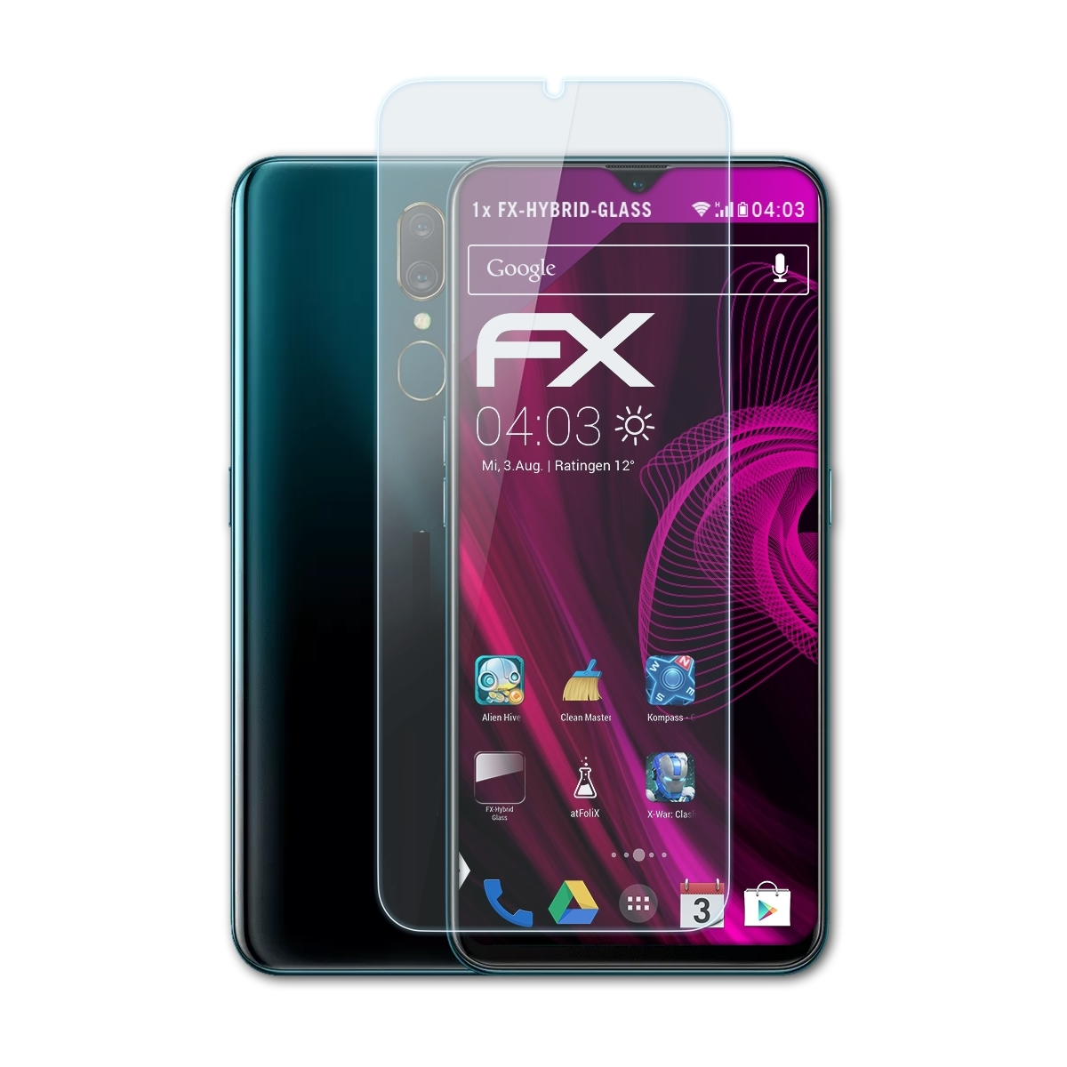 Oppo FX-Hybrid-Glass A9) ATFOLIX Schutzglas(für