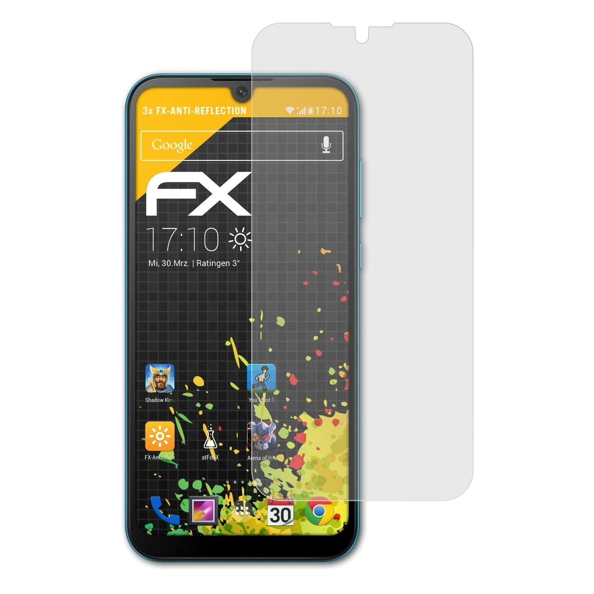 ATFOLIX 3x FX-Antireflex Displayschutz(für Y5 2019) Huawei