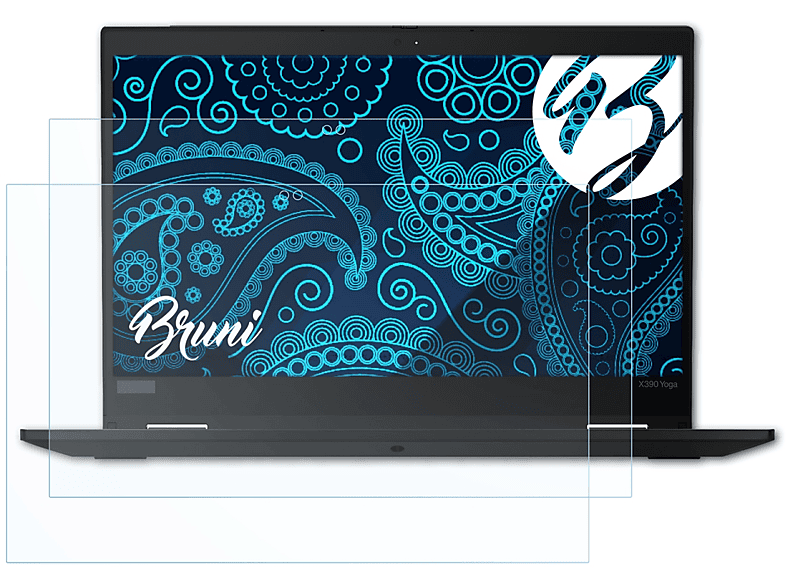 BRUNI 2x Basics-Clear Schutzfolie(für Lenovo ThinkPad X390 Yoga)