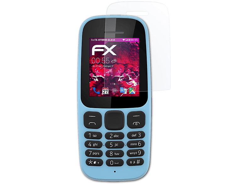 ATFOLIX FX-Hybrid-Glass Schutzglas(für Nokia 105 (2019))