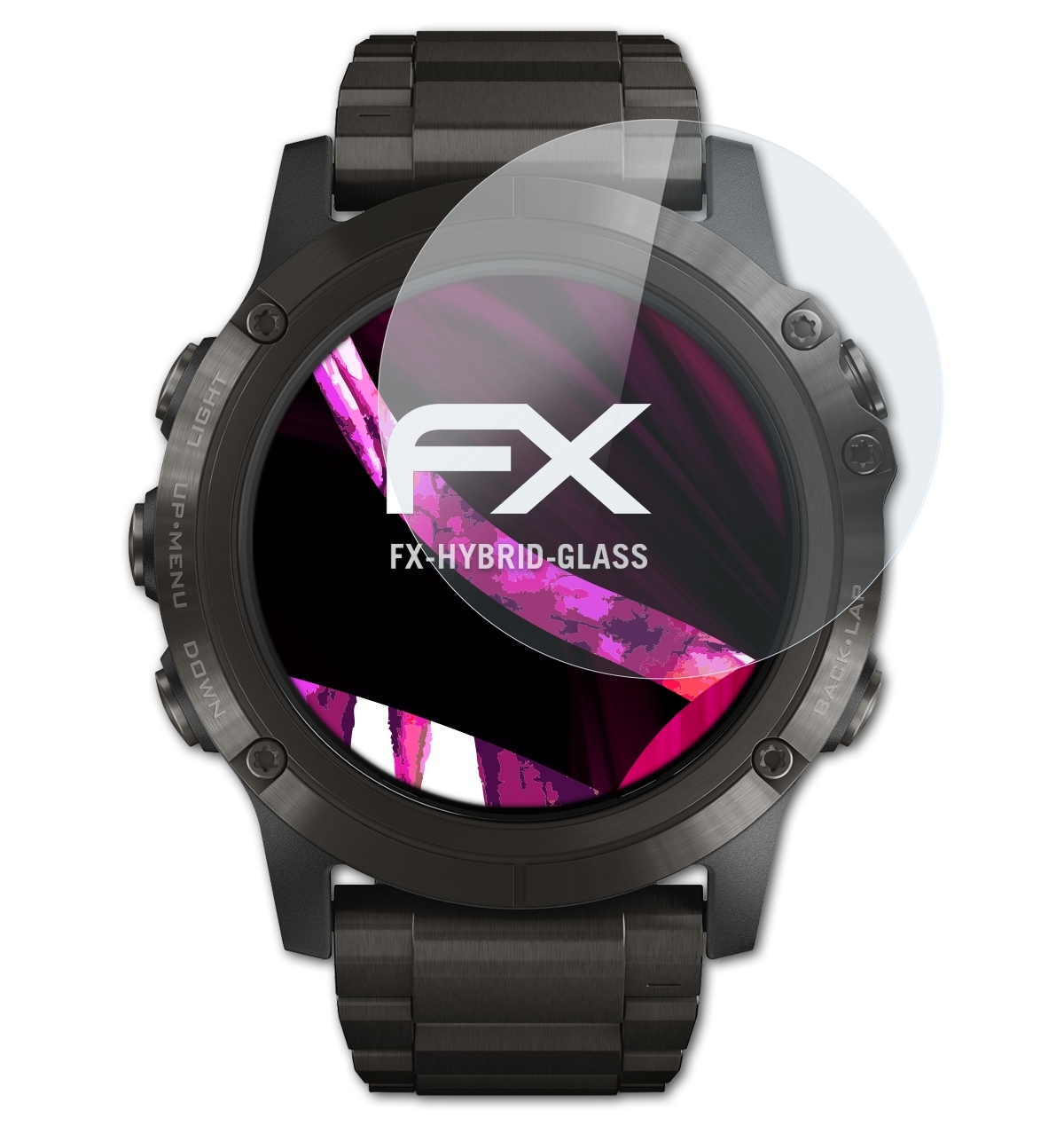 ATFOLIX FX-Hybrid-Glass Schutzglas(für Garmin D2 (51 mm)) Delta PX