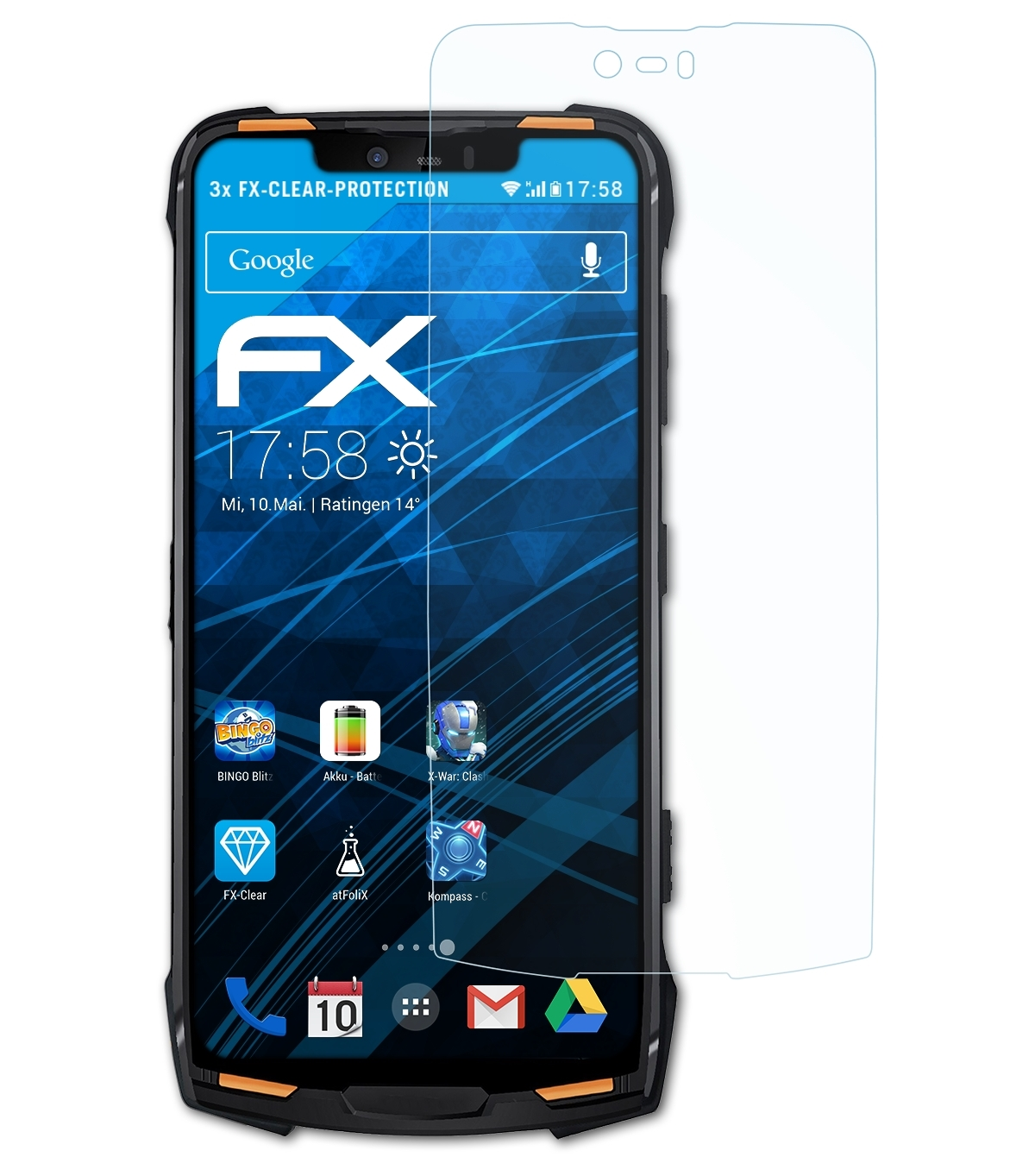 ATFOLIX 3x FX-Clear S90 Pro) Displayschutz(für Doogee