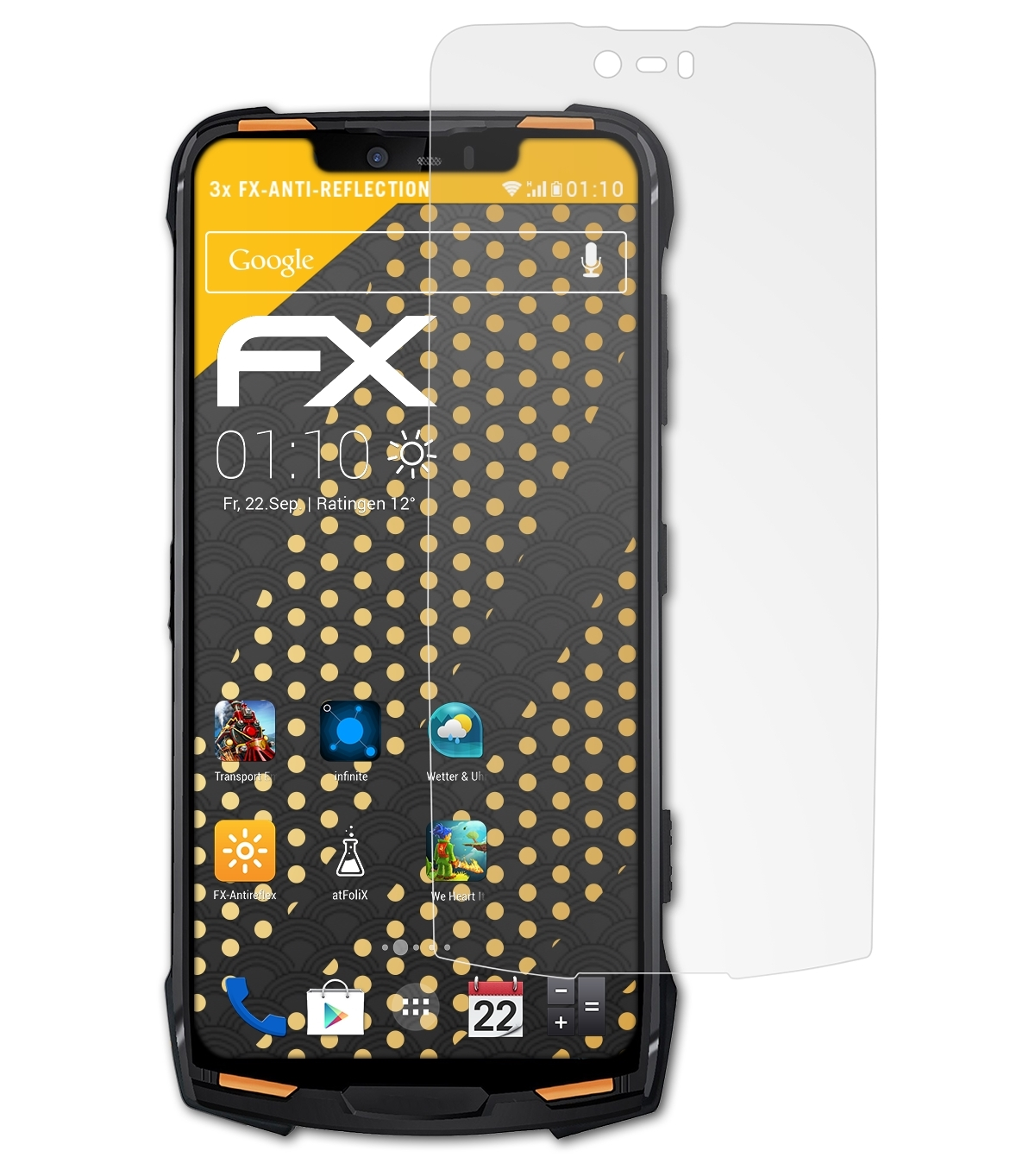 Displayschutz(für 3x Pro) S90 Doogee FX-Antireflex ATFOLIX