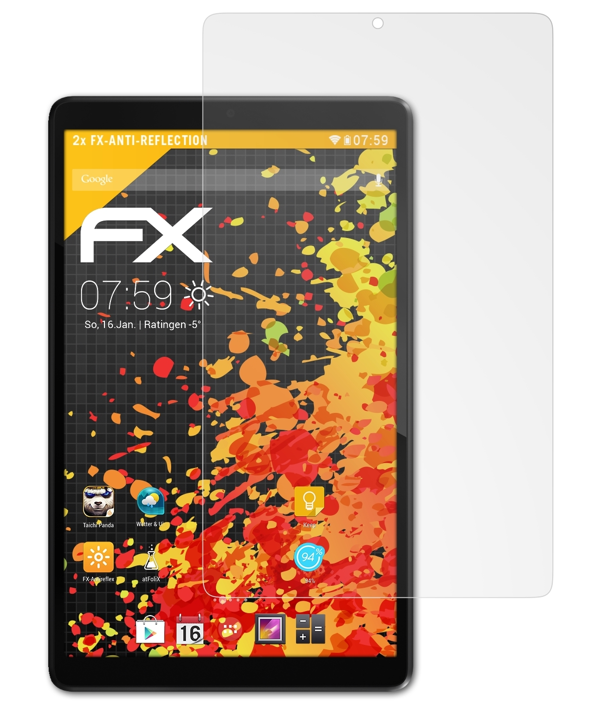 ATFOLIX 2x FX-Antireflex Displayschutz(für Gen)) Lenovo (2nd M8 Tab