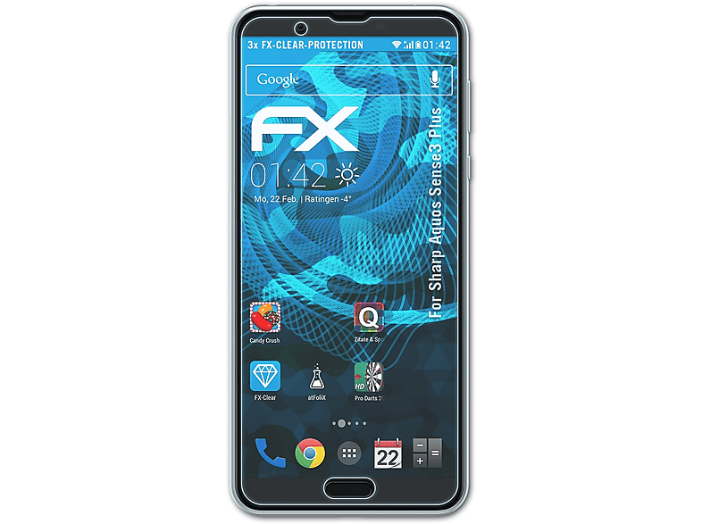 ATFOLIX 3x FX-Clear Displayschutz(für Sharp Aquos Sense3 Plus)