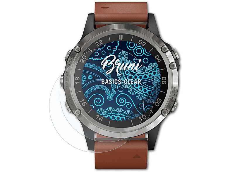 BRUNI 2x Basics-Clear Schutzfolie(für Garmin D2 Delta (47 mm)) | Smartwatch Schutzfolien & Gläser