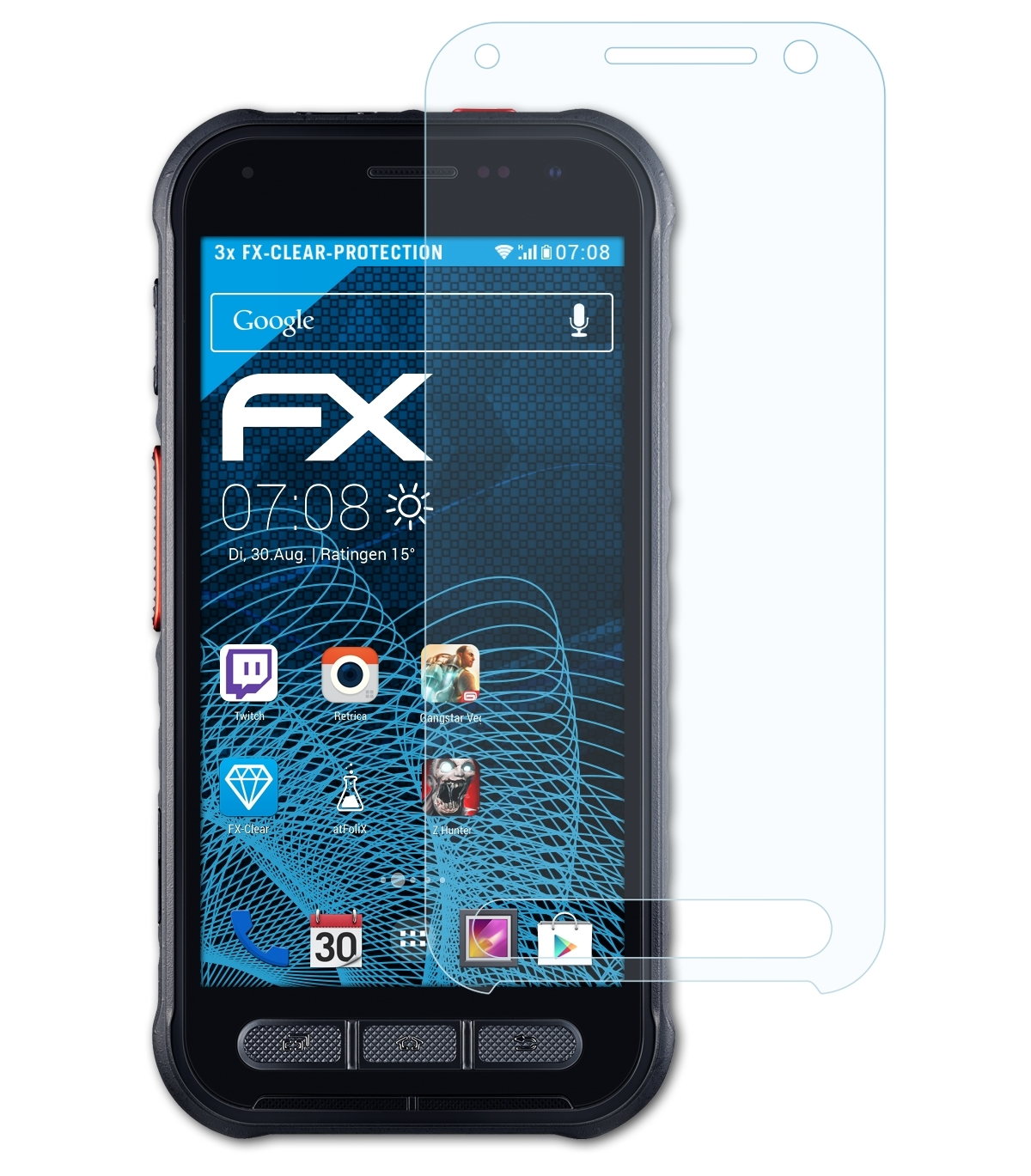ATFOLIX 3x FX-Clear XCover Displayschutz(für Galaxy FieldPro) Samsung