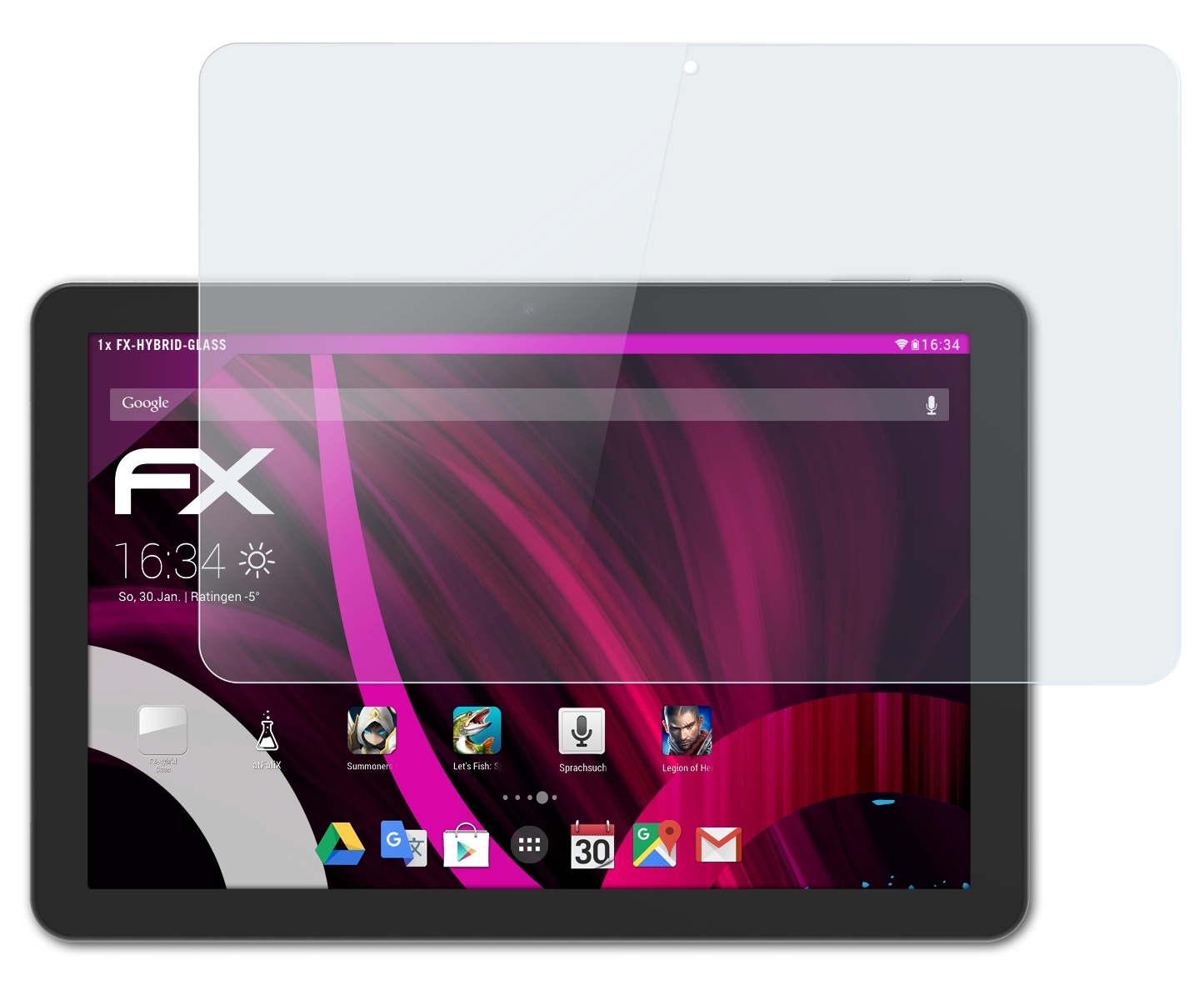 ATFOLIX FX-Hybrid-Glass Schutzglas(für Archos Core 3G 101 Ultra)
