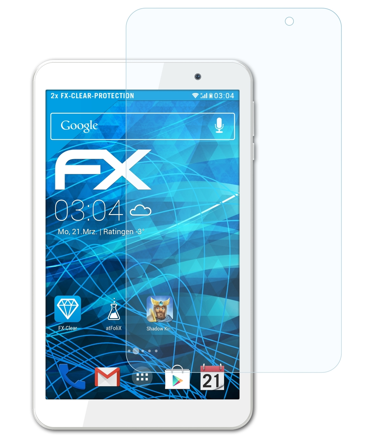 Wifi) ATFOLIX T80 FX-Clear Archos 2x Displayschutz(für