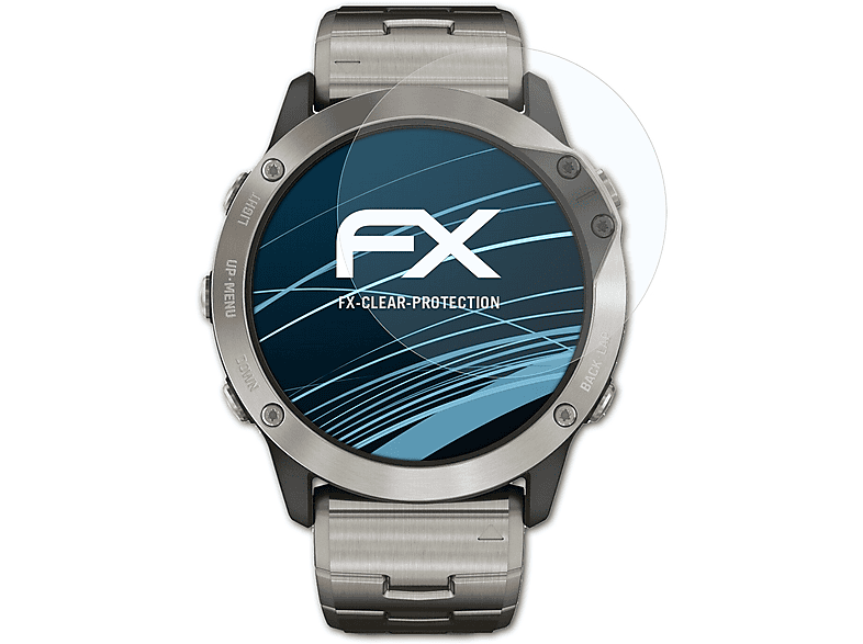 ATFOLIX 3x FX-Clear Displayschutz(für Garmin Quatix Solar) 6X