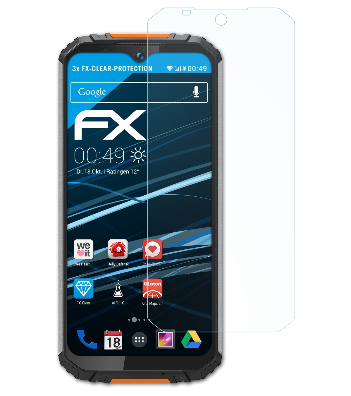 Oukitel ATFOLIX 3x FX-Clear Displayschutz(für WP6)