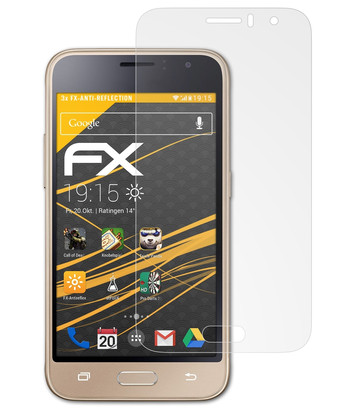 ATFOLIX 3x Displayschutz(für Galaxy (2016)) J1 Samsung FX-Antireflex