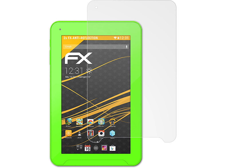ATFOLIX 2x FX-Antireflex Displayschutz(für Medion S7331) Tab Junior