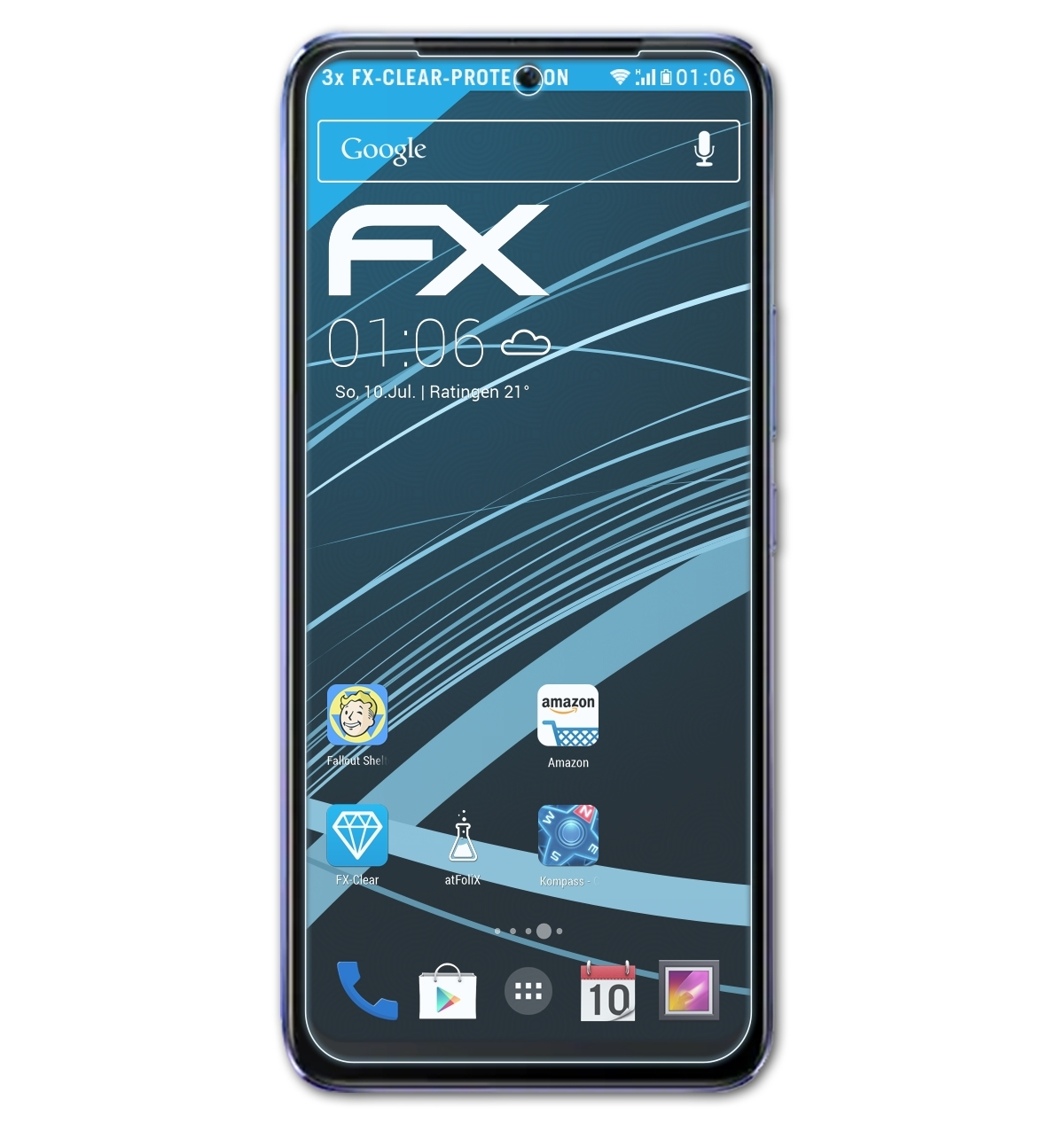 ATFOLIX 3x FX-Clear Displayschutz(für Vivo V21)