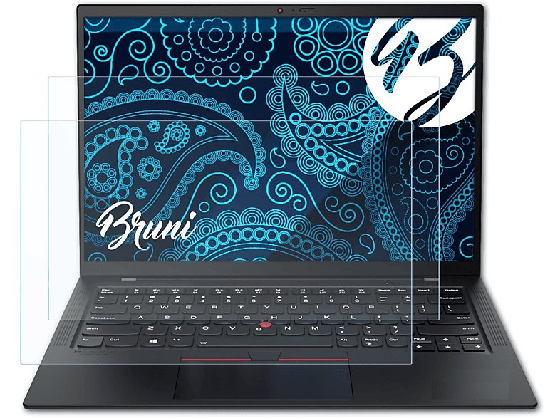 BRUNI 2x Basics-Clear Schutzfolie(für Lenovo ThinkPad X1 Carbon (9th Gen. 2021))