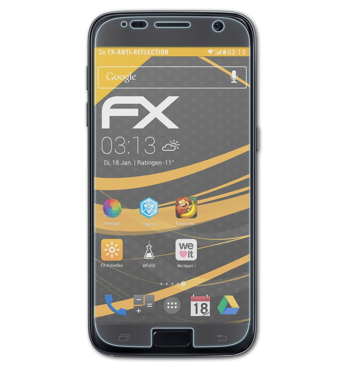 ATFOLIX 3x FX-Antireflex Galaxy S7) Displayschutz(für Samsung